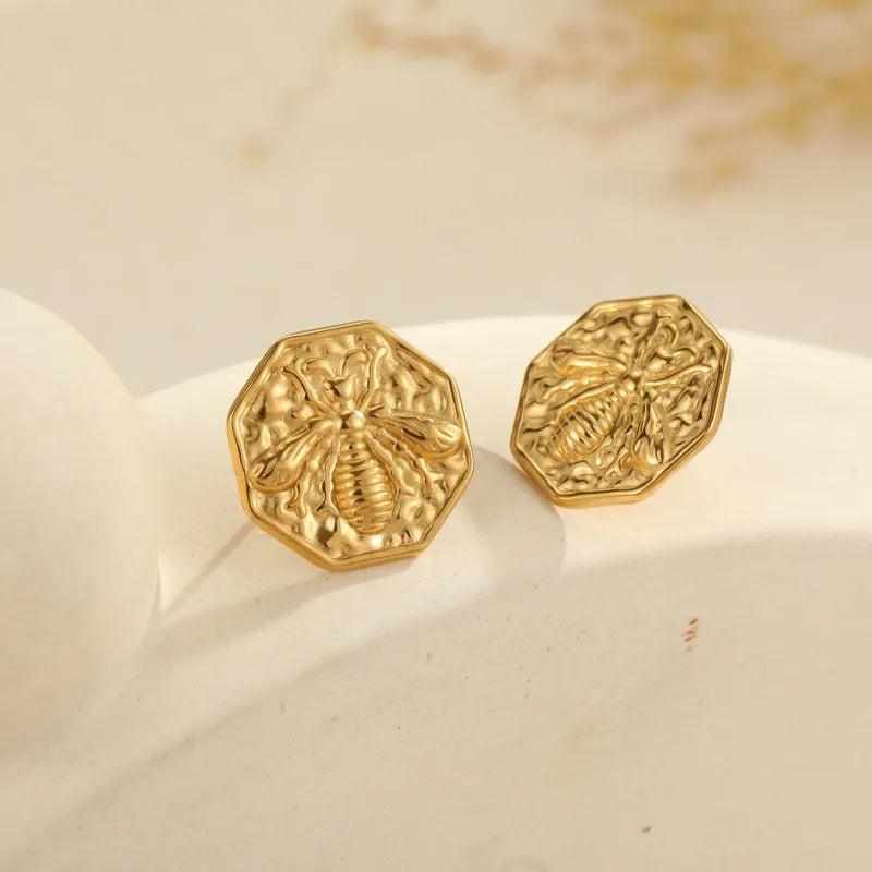 Ins Hot-Selling Fashion Simple Stainless Steel Non-Fading Real Gold Plated Round Light Luxury Earrings For Women Wholesale