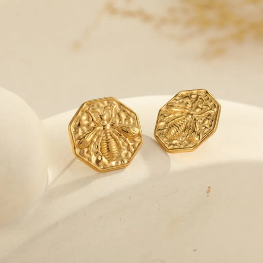 Ins Hot-Selling Fashion Simple Stainless Steel Non-Fading Real Gold Plated Round Light Luxury Earrings For Women Wholesale