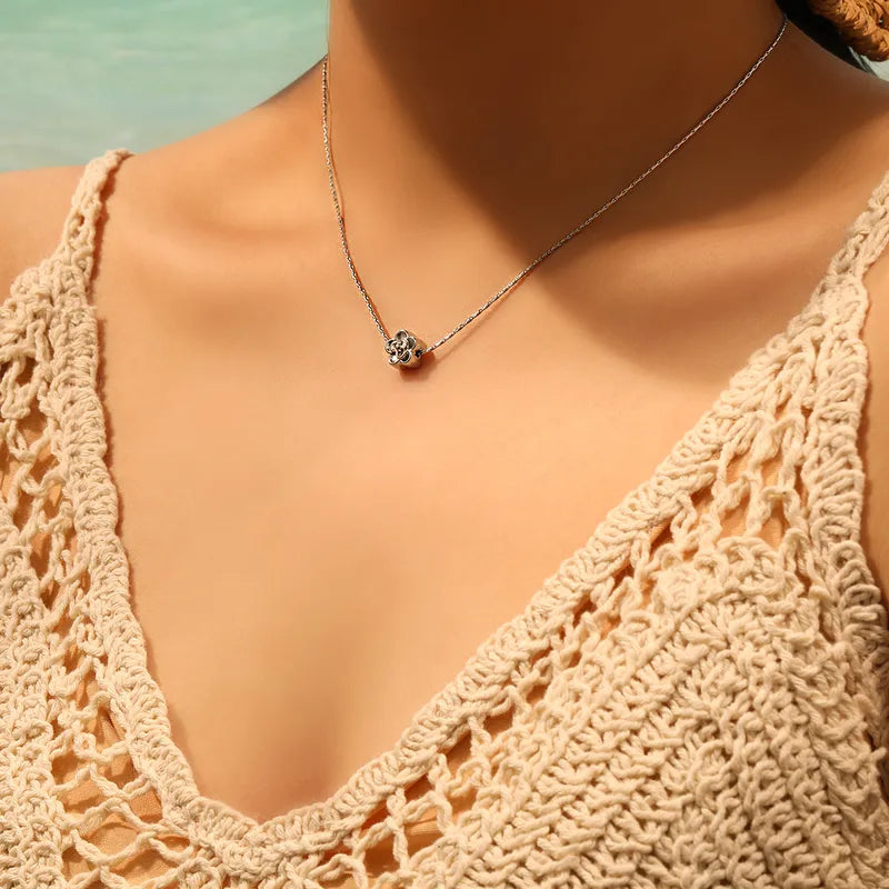 Ins Style Fashion Lucky Peach Blossom Titanium Steel Pendant Gold Color Women's Necklace Bohemian Pattern