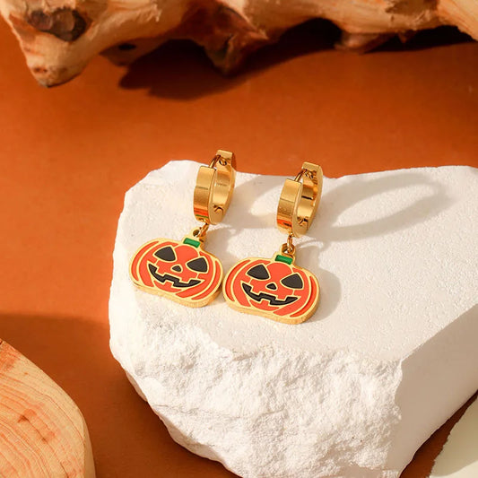 Ion Plating (IP) 18K Gold Plated Halloween Pattern 304 Stainless Steel Glam Luxurious Shiny Waterproof Non Tarnish Earrings