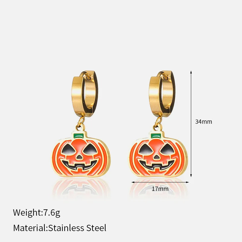 Ion Plating (IP) 18K Gold Plated Halloween Pattern 304 Stainless Steel Glam Luxurious Shiny Waterproof Non Tarnish Earrings