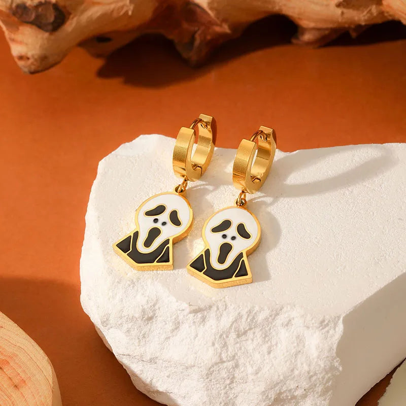 Ion Plating (IP) 18K Gold Plated Halloween Pattern 304 Stainless Steel Glam Luxurious Shiny Waterproof Non Tarnish Earrings