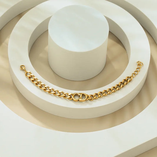 Ion Plating (IP) Gold Plated Letter 304 Stainless Steel Simple Style Classic Style Waterproof Non Tarnish 304 Stainless Steel Bracelets