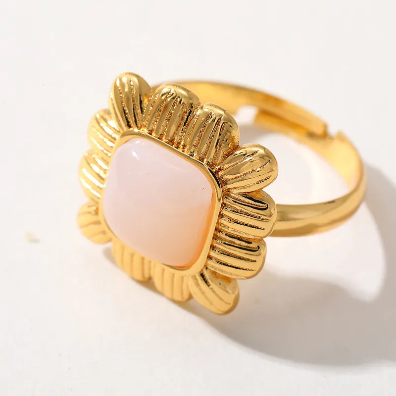 Ion Plating (IP) Real Gold Plated 18K Gold Geometric 304 Stainless Steel Cute Basic Simple Style Waterproof Non Tarnish Rings