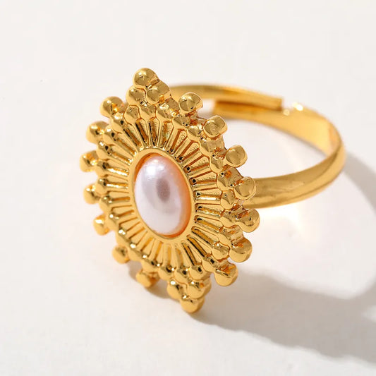 Ion Plating (IP) Real Gold Plated 18K Gold Geometric 304 Stainless Steel Cute Basic Simple Style Waterproof Non Tarnish Rings