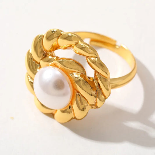 Ion Plating (IP) Real Gold Plated 18K Gold Geometric 304 Stainless Steel Cute Basic Simple Style Waterproof Non Tarnish Rings (Copy)