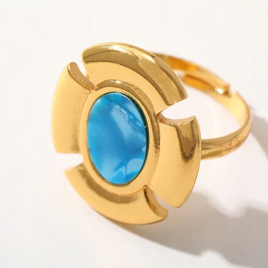 Ion Plating (IP) Real Gold Plated 18K Gold Geometric 304 Stainless Steel Cute Basic Simple Style Waterproof Non Tarnish Rings