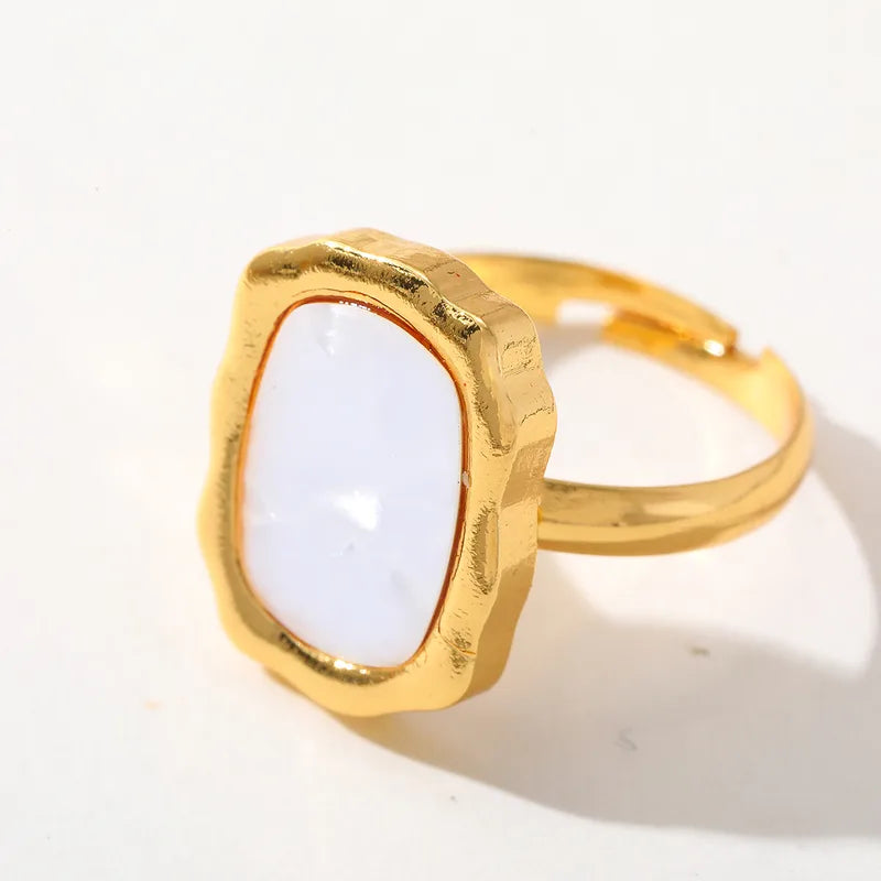 Ion Plating (IP) Real Gold Plated 18K Gold Geometric Flower 304 Stainless Steel Cute Basic Simple Style Waterproof Non Tarnish Rings