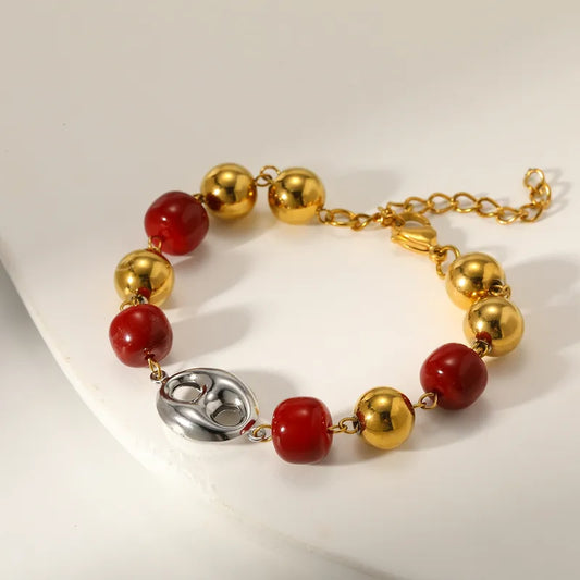 Irregular Geometric Vacuum Plating (In Furnace) 18K Real Gold Plated 303 Stainless Steel No Inlay Material Plated Lobster Clasp Handmade Chain Bracelet For Women