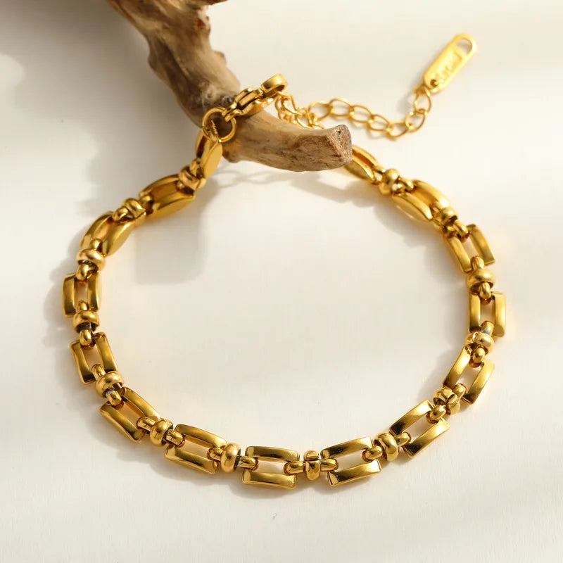 Luxurious Artistic 18K Gold Plated Stainless Steel Geometric Irregular Bracelet Elegant Casual Fashion For Women Lobster Clasp