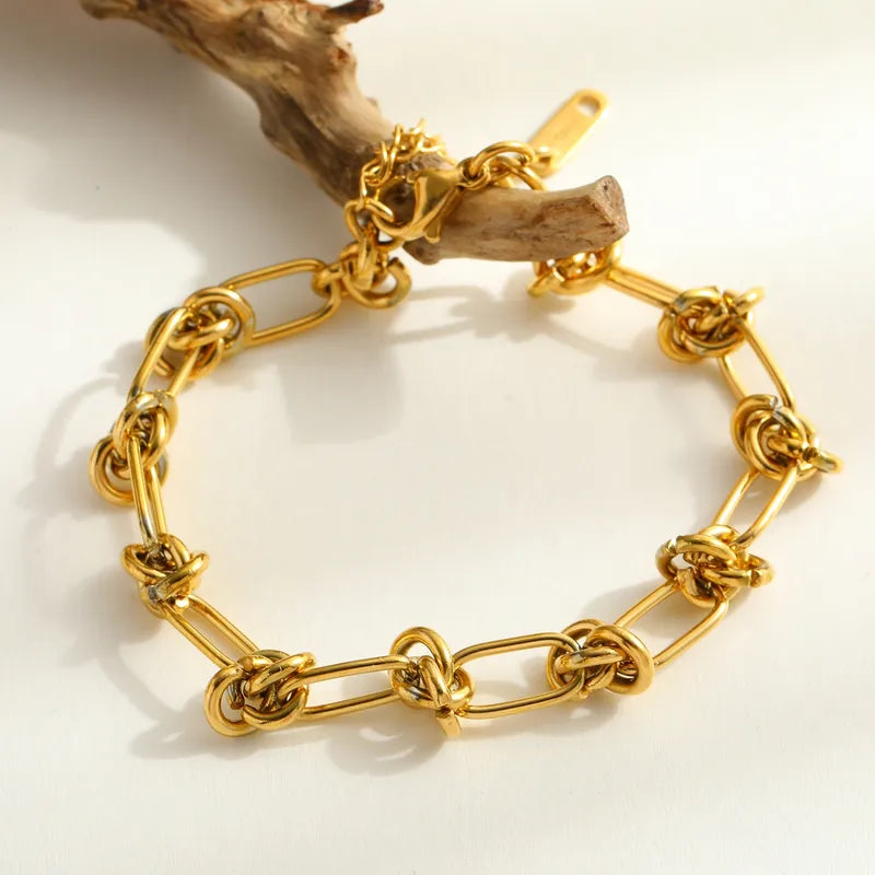 Luxurious Artistic 18K Gold Plated Stainless Steel Geometric Irregular Bracelet Elegant Casual Fashion For Women Lobster Clasp
