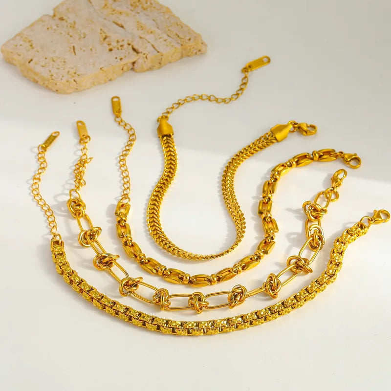 Luxurious Artistic 18K Gold Plated Stainless Steel Geometric Irregular Bracelet Elegant Casual Fashion For Women Lobster Clasp