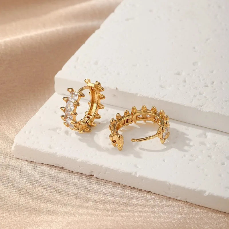 Luxury Circular Style Inlaid With Synthetic Zircon 316 Stainless Steel Material Stylish Versatile Clip-On Earrings In Stock