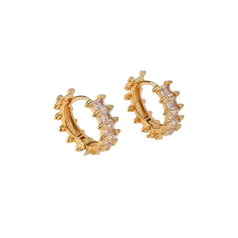 Luxury Circular Style Inlaid With Synthetic Zircon 316 Stainless Steel Material Stylish Versatile Clip-On Earrings In Stock