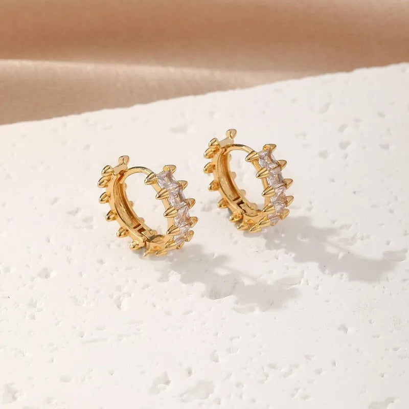 Luxury Circular Style Inlaid With Synthetic Zircon 316 Stainless Steel Material Stylish Versatile Clip-On Earrings In Stock