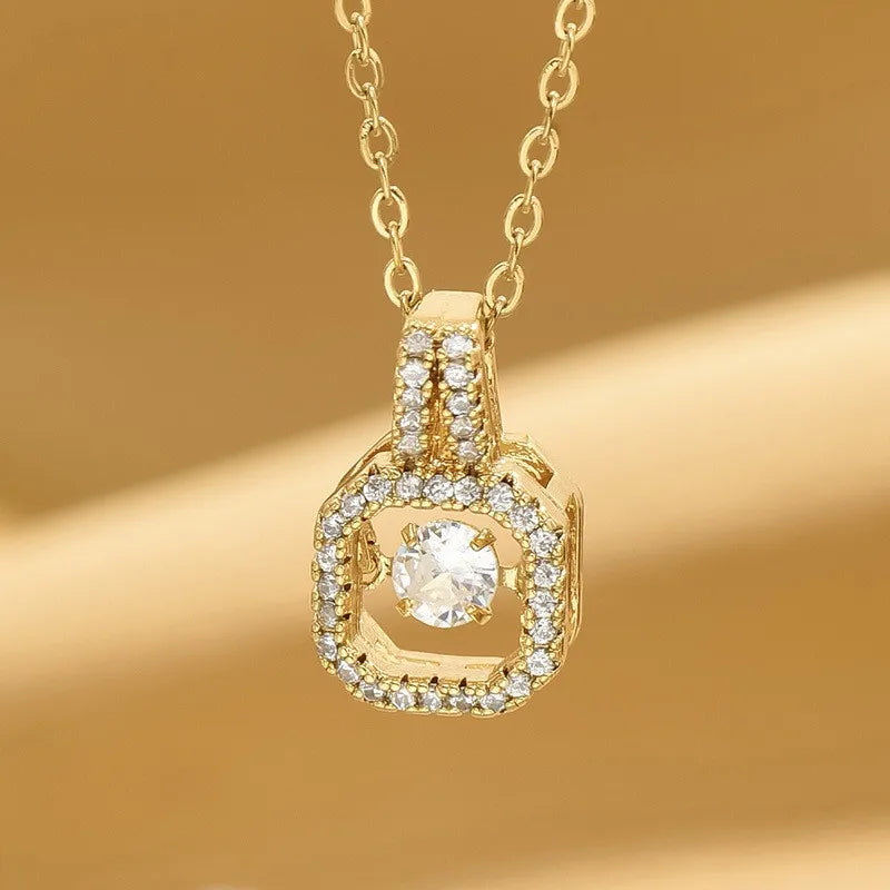 Micro Inlaid Square Necklace For Women Fashion Sexy Super Shiny Collarbone New Internet Celebrity Same Style Exquisite Elegant Versatile Jewelry 316 Stainless Steel