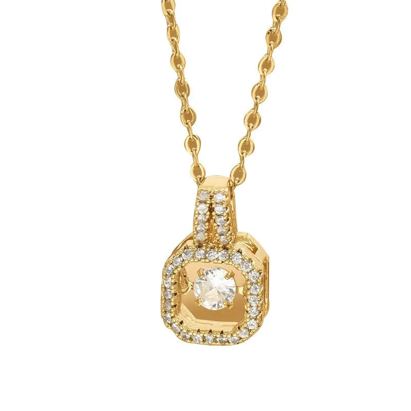 Micro Inlaid Square Necklace For Women Fashion Sexy Super Shiny Collarbone New Internet Celebrity Same Style Exquisite Elegant Versatile Jewelry 316 Stainless Steel