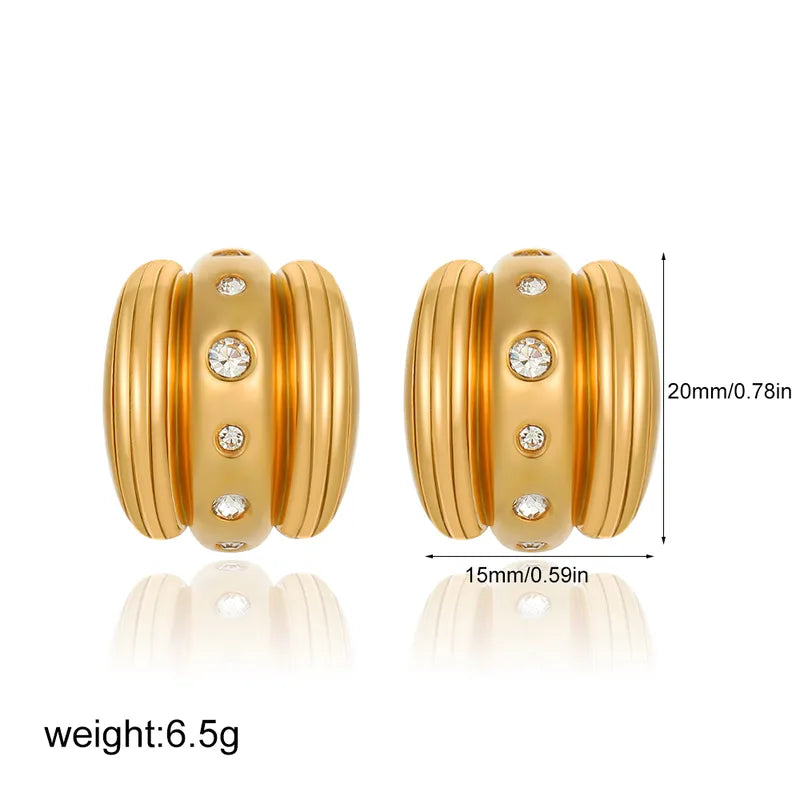 Micro Pave Zirconia Stud Earrings 18K Gold French Ear Buckle Hoop Design Water Plated Zirconia Ear Jewelry