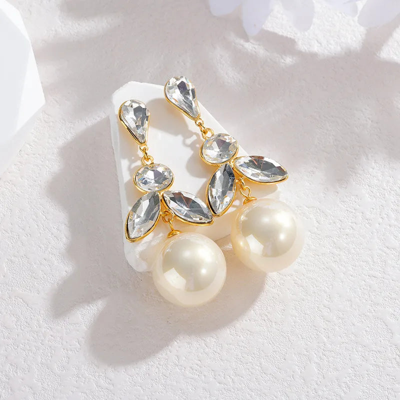 Micro Paved Zirconia Jewelry Accessories Water Drop Zirconia Pearl Women's Earrings