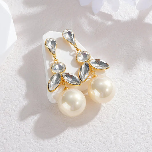 Micro Paved Zirconia Jewelry Accessories Water Drop Zirconia Pearl Women's Earrings