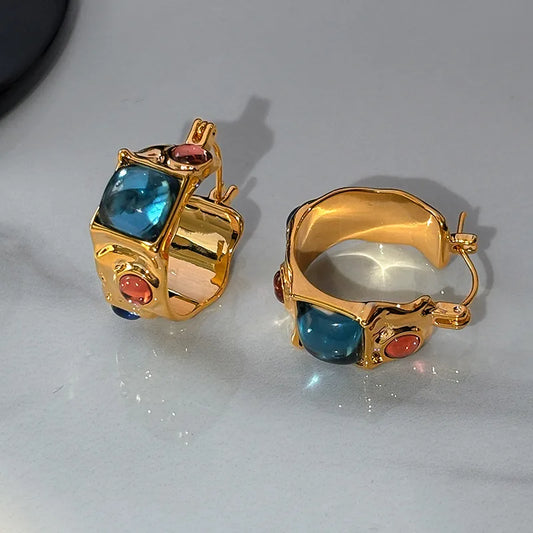 Mid-Ancient Enamel Gem-Colored Dopamine Earrings For Women Special-Interest Design High Sense Ear Clip New Earrings