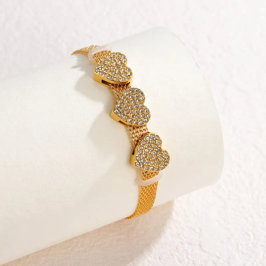 Minimalist Geometric Heart Stainless Steel Bracelet For Women Vintage Design Jewelry Accessories