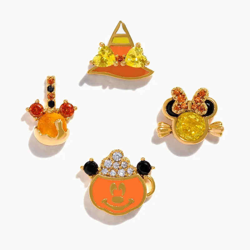 1 Set Halloween IG Style Pumpkin Ghost Bow Knot Plating Copper Zircon Ear Studs