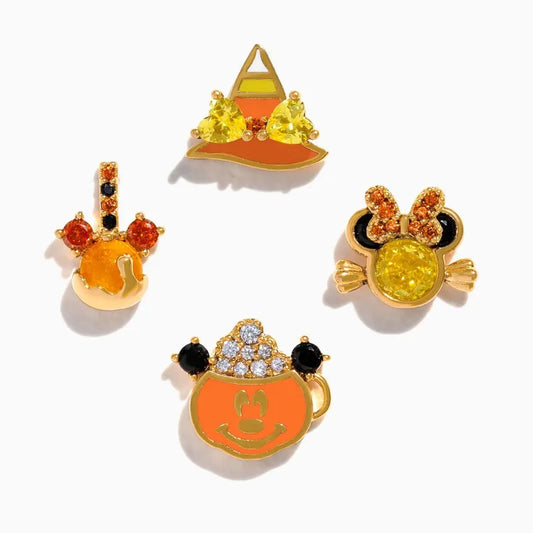 1 Set Halloween IG Style Pumpkin Ghost Bow Knot Plating Copper Zircon Ear Studs