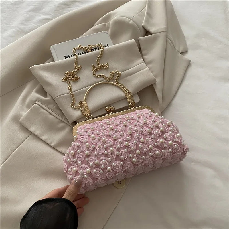 Pearl Clasp Women's Bag New Sweet Style Cheongsam Evening Bag Holiday Fashion Chain Shoulder Crossbody Bag