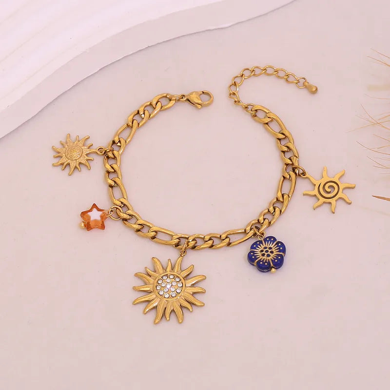 Natural Stone Sun Bracelet Personalized Ceramic Stainless Steel Handmade Jewelry Elegant Cute Luxury Romantic Gift For Her