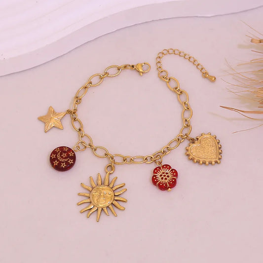 Natural Stone Sun Bracelet Personalized Ceramic Stainless Steel Handmade Jewelry Elegant Cute Luxury Romantic Gift For Her