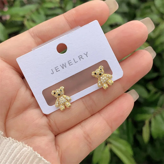 New Fashionable Ladies Copper Plated 18K Gold Diamond Embedded Animal Ring Style Earrings Multi-Style Gift For Daily Wear