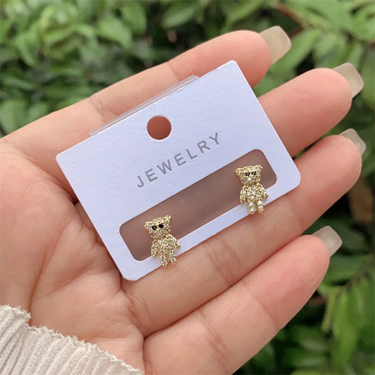 New Fashionable Ladies Copper Plated 18K Gold Diamond Embedded Animal Ring Style Earrings Multi-Style Gift For Daily Wear