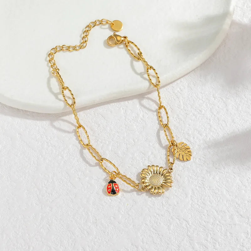 New Ins Style Titanium Steel 18K Gold Plated Devil's Eye Bracelet Luxury Sensation Beaded Charm Animal Pattern Jewelry Accessory