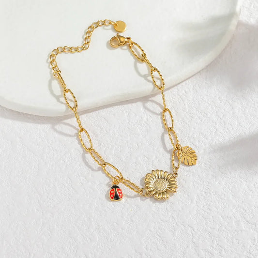 New Ins Style Titanium Steel 18K Gold Plated Devil's Eye Bracelet Luxury Sensation Beaded Charm Animal Pattern Jewelry Accessory