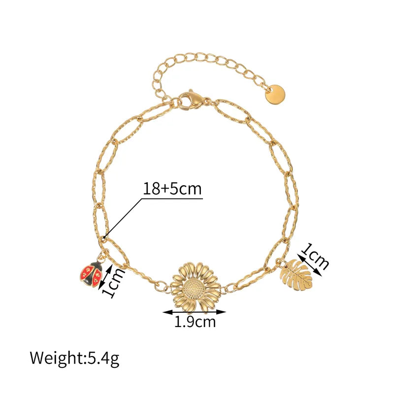 New Ins Style Titanium Steel 18K Gold Plated Devil's Eye Bracelet Luxury Sensation Beaded Charm Animal Pattern Jewelry Accessory