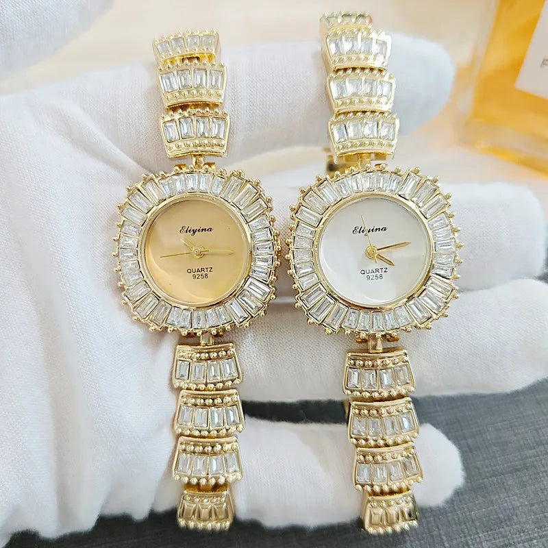 New Luxury Fashion Ladies Quartz Watch Zircon Embedded Diamond High Aesthetic Value Alloy Bracelet Women's Watch Pointer Display
