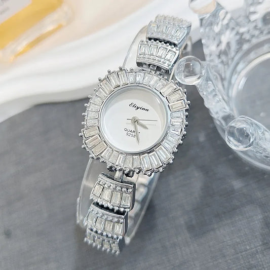 New Luxury Fashion Ladies Quartz Watch Zircon Embedded Diamond High Aesthetic Value Alloy Bracelet Women's Watch Pointer Display