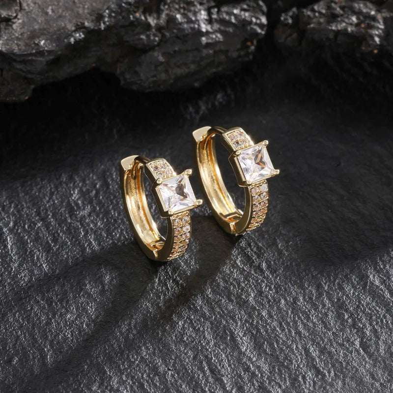 New New Fashion Simple Super Shiny Full Diamond Women's Trendy Personality Temperament Match Cold Wind Silver Needle Earrings