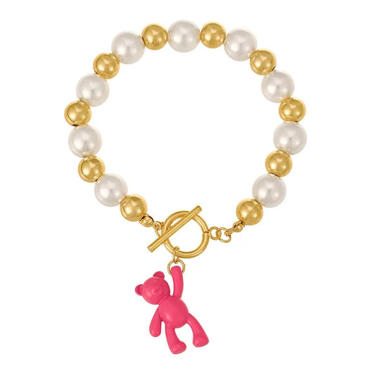 New Style Bear Knot Pendant Handmade Bead Mobile Phone Pearl Chain Fashion Women's Bracelet Beach Theme Accessory