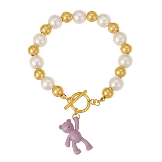 New Style Bear Knot Pendant Handmade Bead Mobile Phone Pearl Chain Fashion Women's Bracelet Beach Theme Accessory