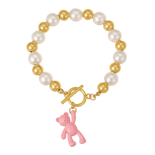 New Style Bear Knot Pendant Handmade Bead Mobile Phone Pearl Chain Fashion Women's Bracelet Beach Theme Accessory