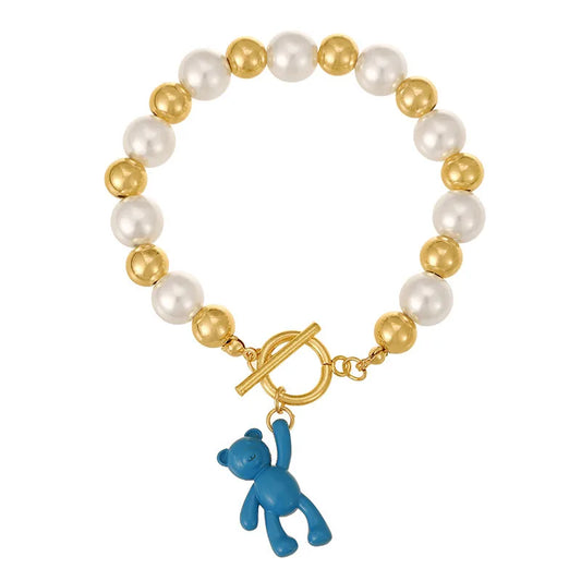 New Style Bear Knot Pendant Handmade Bead Mobile Phone Pearl Chain Fashion Women's Bracelet Beach Theme Accessory
