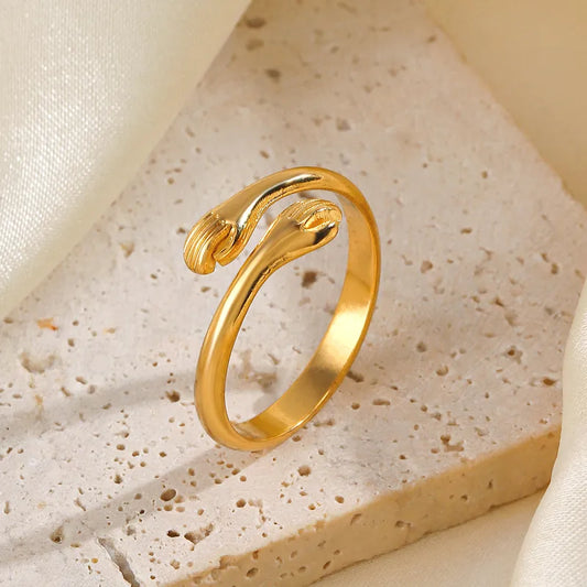 PVD Coated 18K Gold Plated Hand 304 Stainless Steel Simple Style Waterproof Non Tarnish Open Rings
