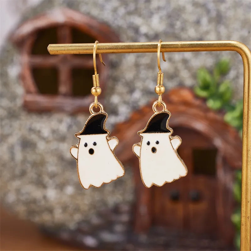 PVD Coated 18K Gold Plated Real Gold Plated Halloween Pattern 304 Stainless Steel Cute Funny Waterproof Non Tarnish Drop Earrings