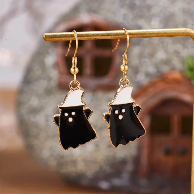 PVD Coated 18K Gold Plated Real Gold Plated Halloween Pattern 304 Stainless Steel Cute Funny Waterproof Non Tarnish Drop Earrings