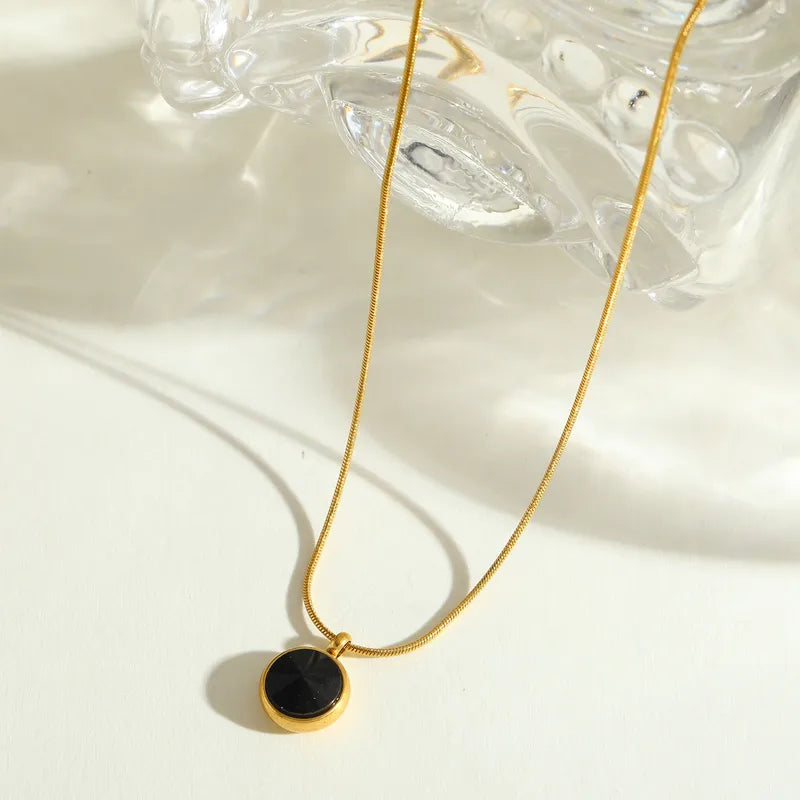 PVD Coated 18K Gold Plated Round Round Beads 304 Stainless Steel Casual Elegant Cute Plating Inlay 304 Stainless Steel Lobster Trigger Clasp Closure Necklace