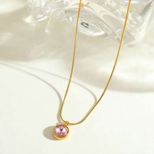 PVD Coated 18K Gold Plated Round Round Beads 304 Stainless Steel Casual Elegant Cute Plating Inlay 304 Stainless Steel Lobster Trigger Clasp Closure Necklace