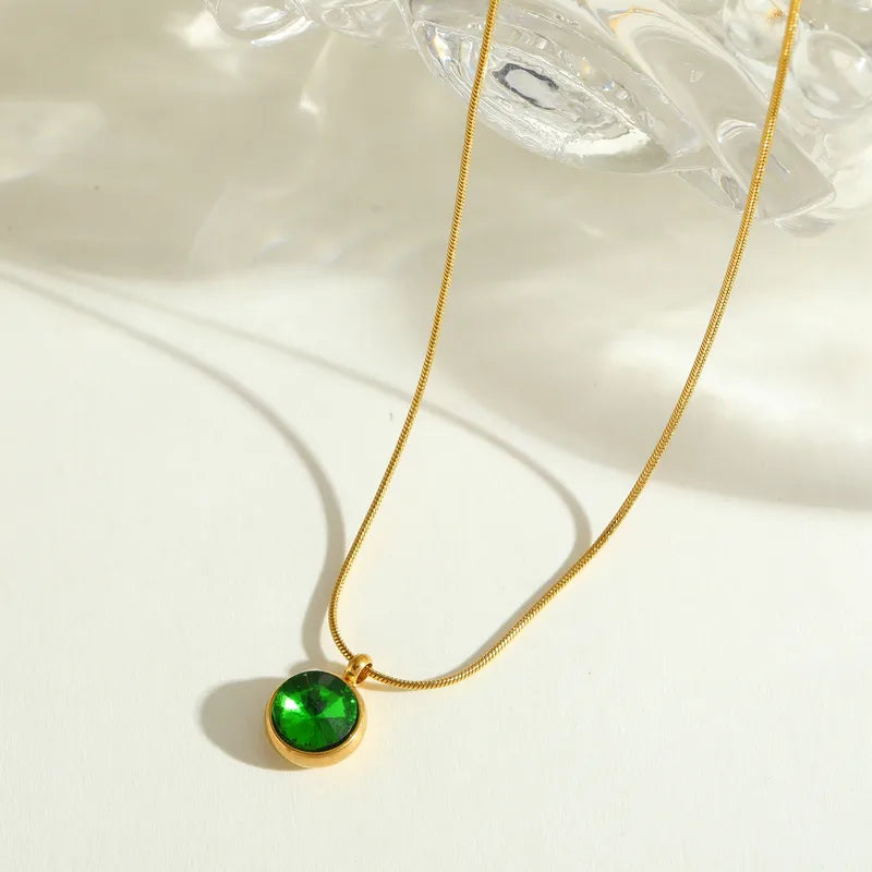 PVD Coated 18K Gold Plated Round Round Beads 304 Stainless Steel Casual Elegant Cute Plating Inlay 304 Stainless Steel Lobster Trigger Clasp Closure Necklace