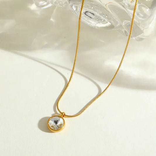 PVD Coated 18K Gold Plated Round Round Beads 304 Stainless Steel Casual Elegant Cute Plating Inlay 304 Stainless Steel Lobster Trigger Clasp Closure Necklace